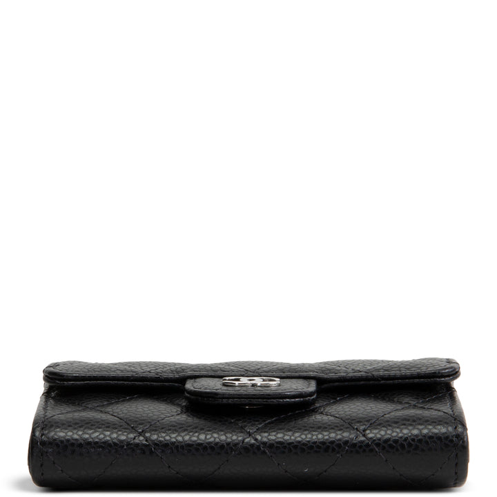CHANEL Interlocking CC Card Holder Wallet Quilted Caviar