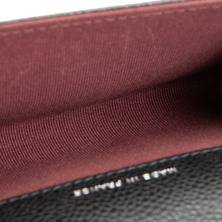 CHANEL Interlocking CC Card Holder Wallet Quilted Caviar