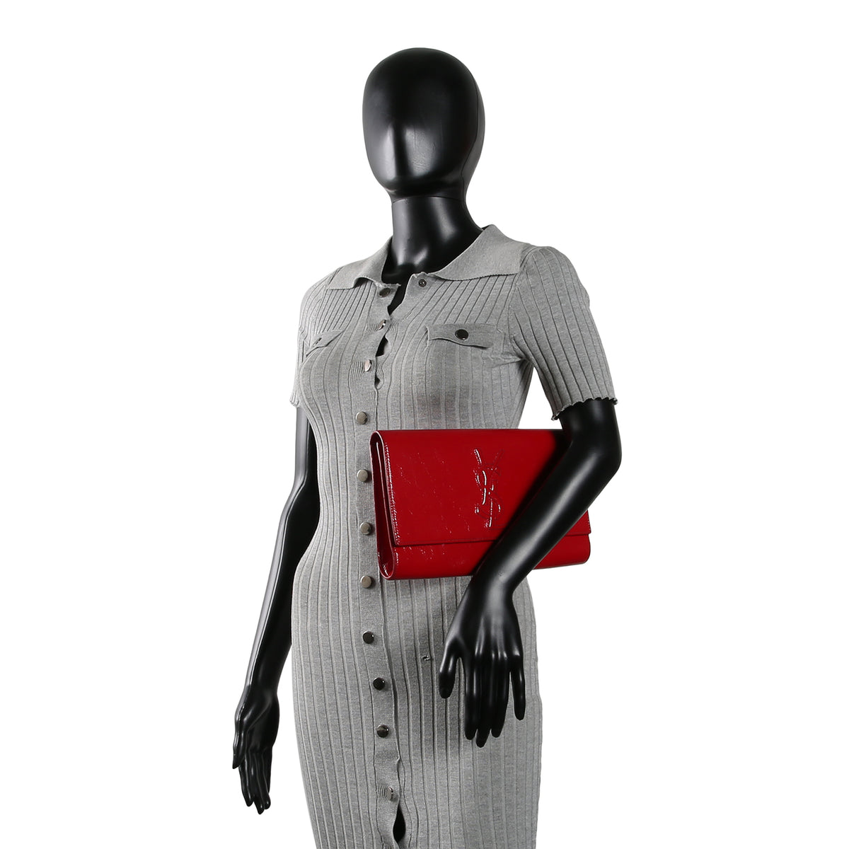 SAINT LAURENT Patent Leather Belle De Jour Clutch