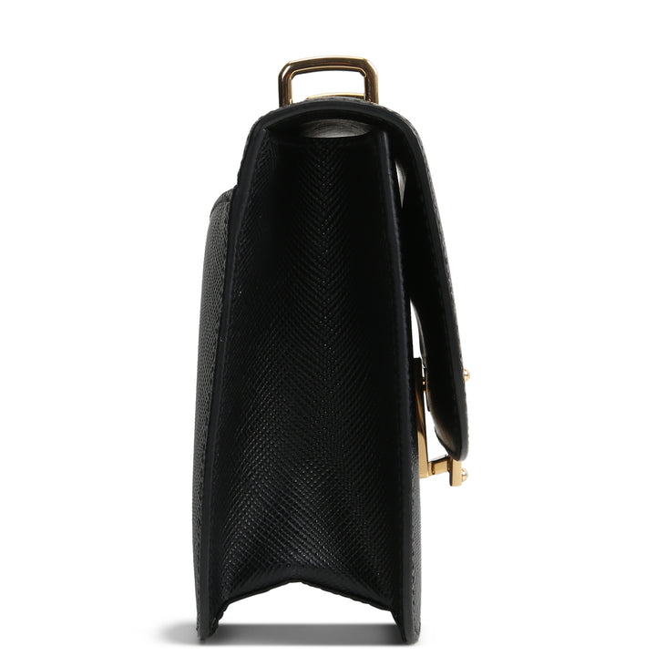 PRADA Triangle Emblem Flap Shoulder Bag - Black