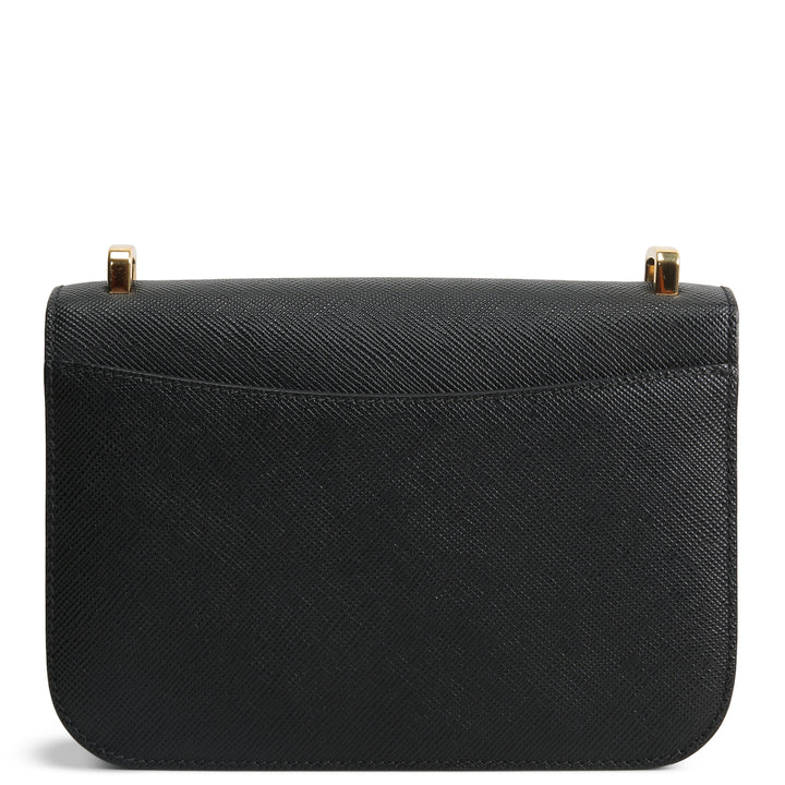 PRADA Triangle Emblem Flap Shoulder Bag - Black