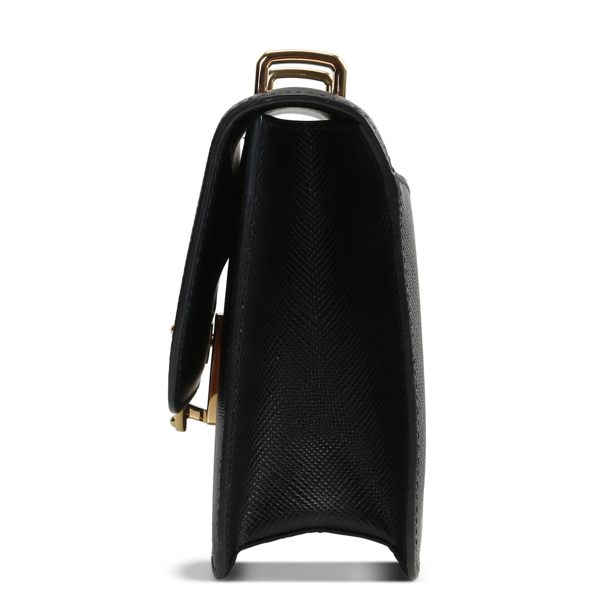 PRADA Triangle Emblem Flap Shoulder Bag - Black