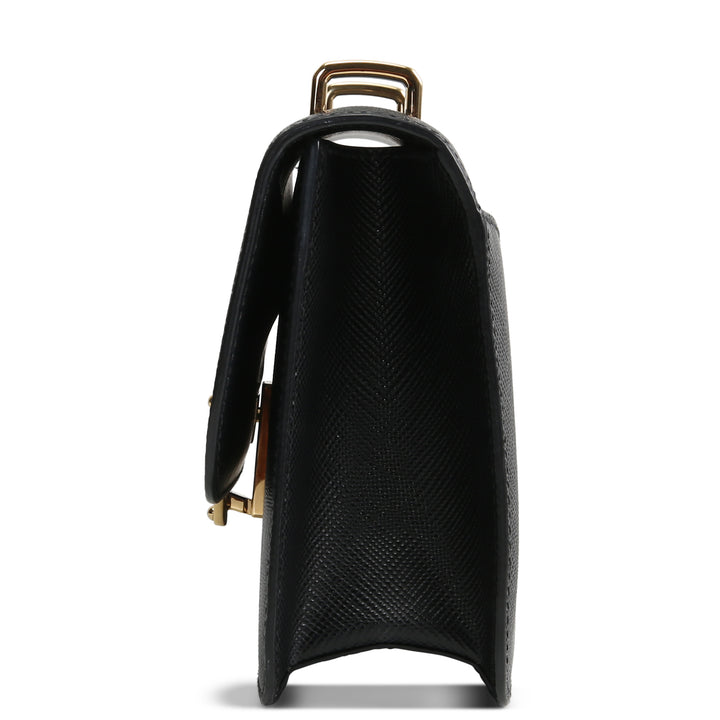 PRADA Triangle Emblem Flap Shoulder Bag - Black