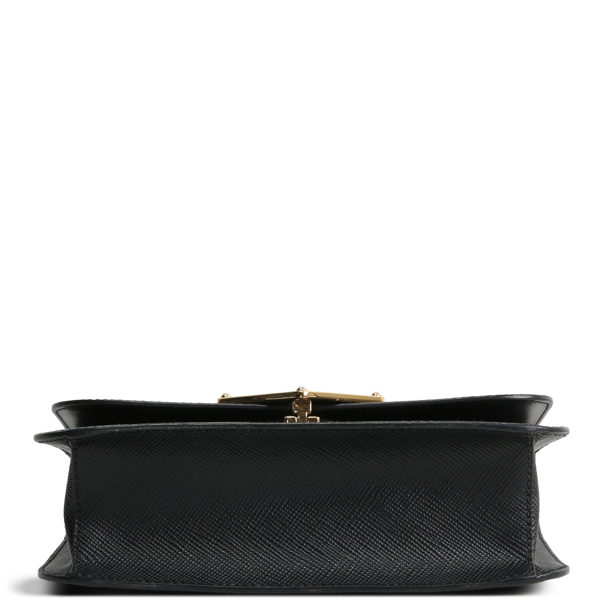 PRADA Triangle Emblem Flap Shoulder Bag - Black