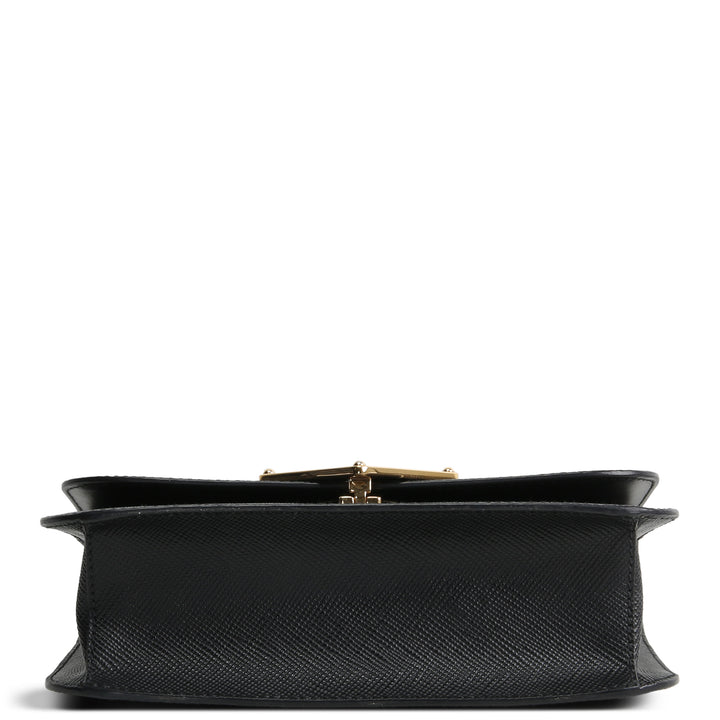 PRADA Triangle Emblem Flap Shoulder Bag - Black