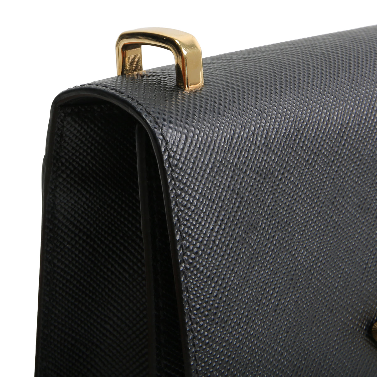 PRADA Triangle Emblem Flap Shoulder Bag - Black
