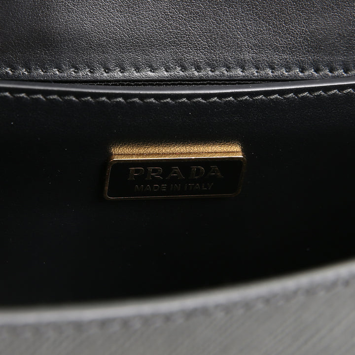 PRADA Triangle Emblem Flap Shoulder Bag - Black