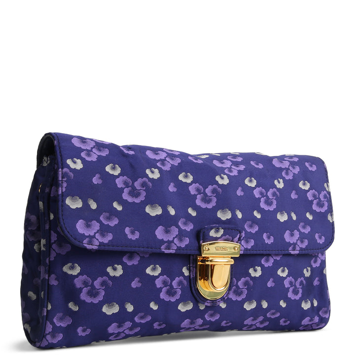 PRADA Tessuto Jacquard Floral Flap Bag - Purple