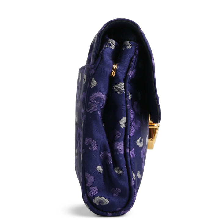 PRADA Tessuto Jacquard Floral Flap Bag - Purple
