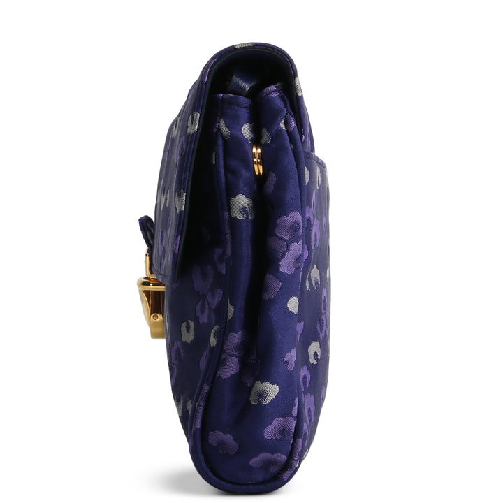 PRADA Tessuto Jacquard Floral Flap Bag - Purple