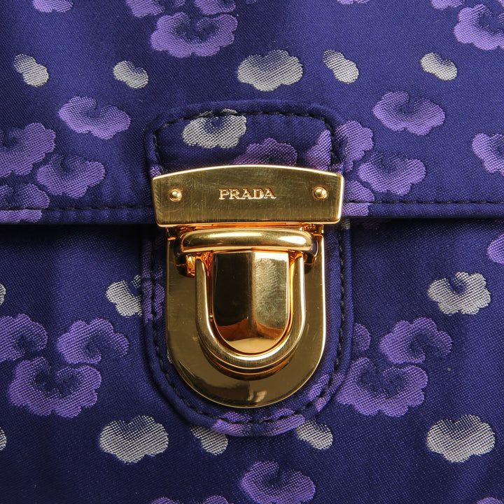 PRADA Tessuto Jacquard Floral Flap Bag - Purple