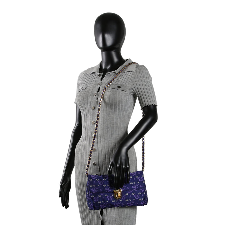 PRADA Tessuto Jacquard Floral Flap Bag - Purple