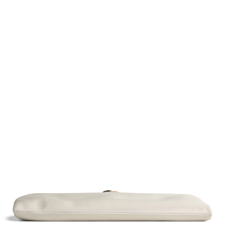 CHANEL Satin Crystal Camellia Clutch - Ivory