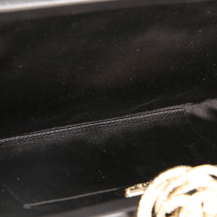 CHANEL Satin Crystal Camellia Clutch - Ivory