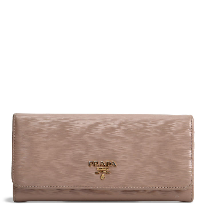 PRADA Saffiano Lux Leather Continental Wallet - Powder Pink OUTLET FINAL SALE