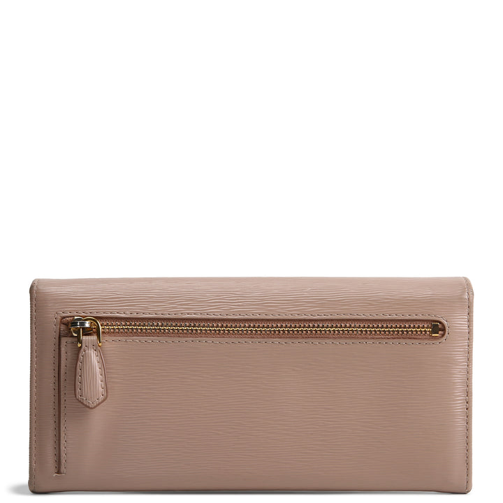PRADA Saffiano Lux Leather Continental Wallet - Powder Pink OUTLET FINAL SALE