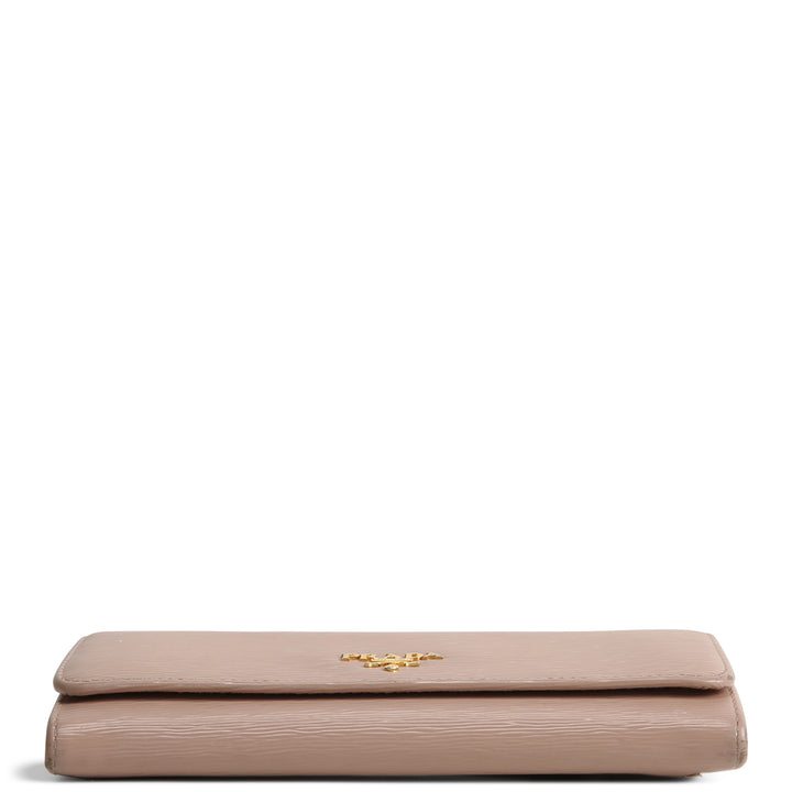 PRADA Saffiano Lux Leather Continental Wallet - Powder Pink OUTLET FINAL SALE
