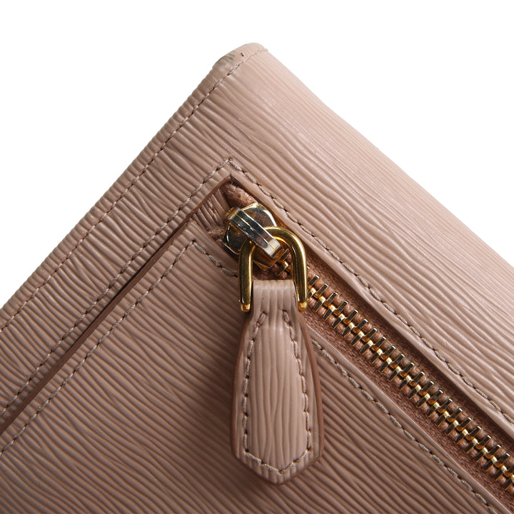 PRADA Saffiano Lux Leather Continental Wallet - Powder Pink OUTLET FINAL SALE