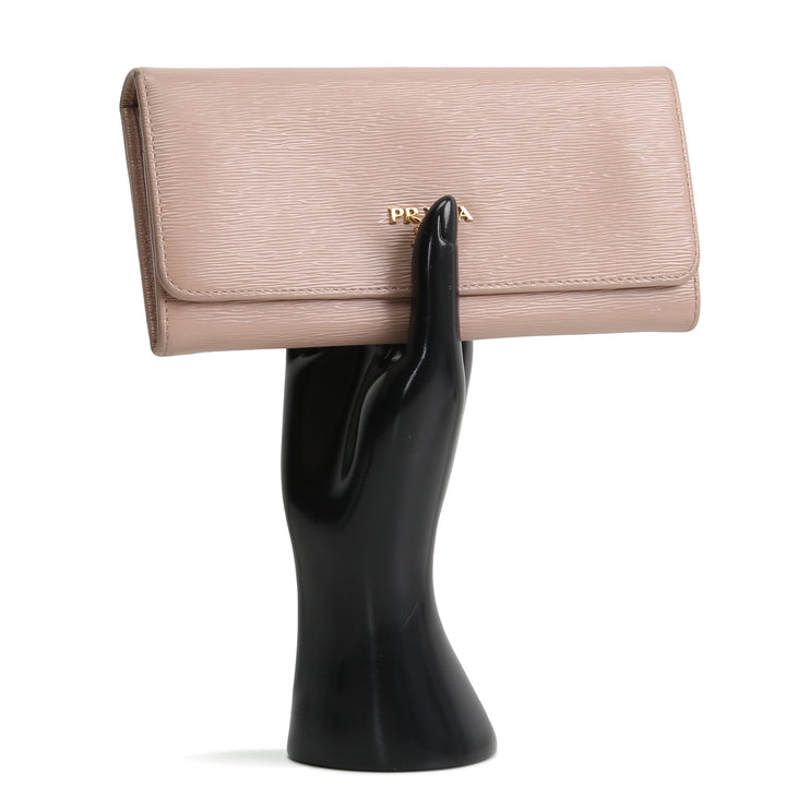 PRADA Saffiano Lux Leather Continental Wallet - Powder Pink OUTLET FINAL SALE
