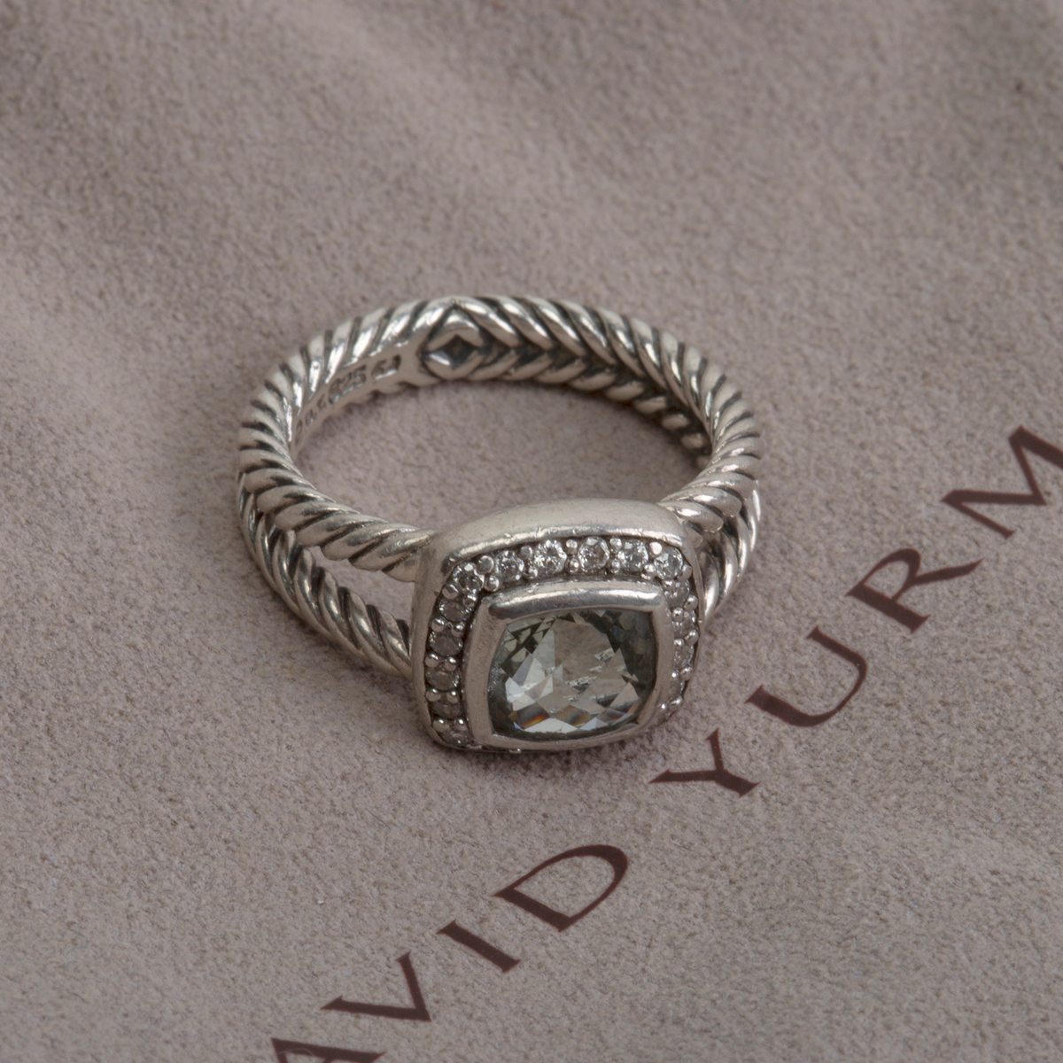 DAVID YURMAN Prasiolite &amp; Diamond Petite Albion Ring - Size 6