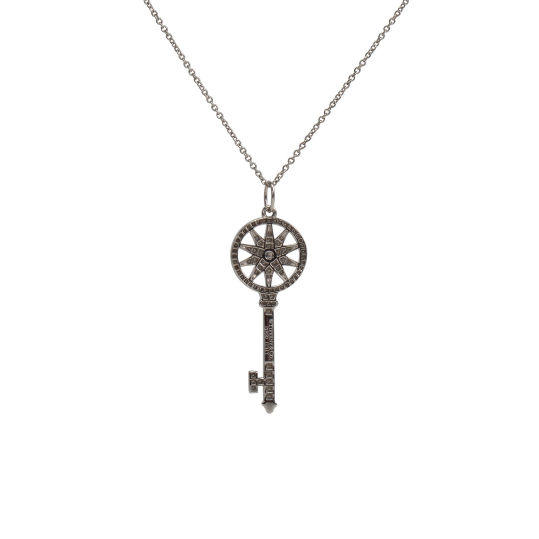 TIFFANY & CO. Platinum Diamond Key Star Pendant Necklace