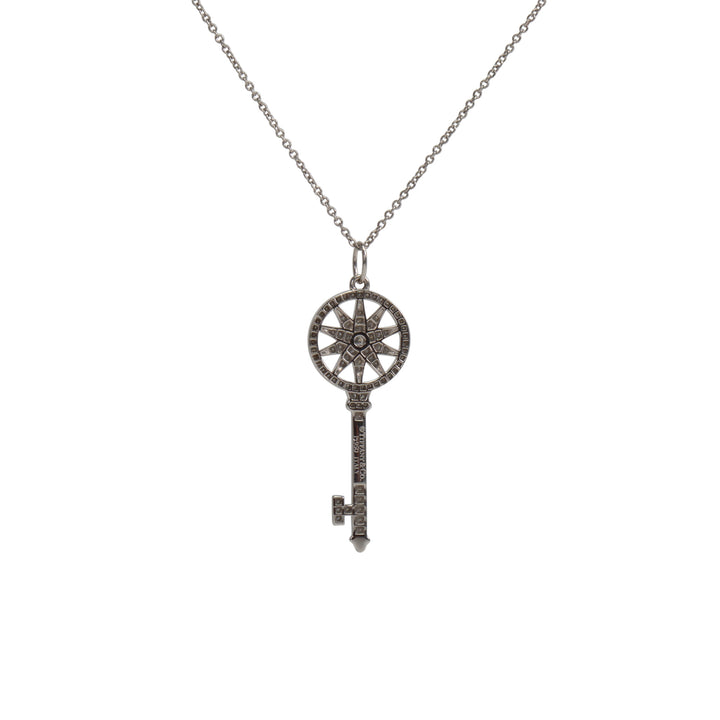 TIFFANY & CO. Platinum Diamond Key Star Pendant Necklace