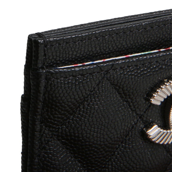 CHANEL CC Card Holder - Quilted Caviar