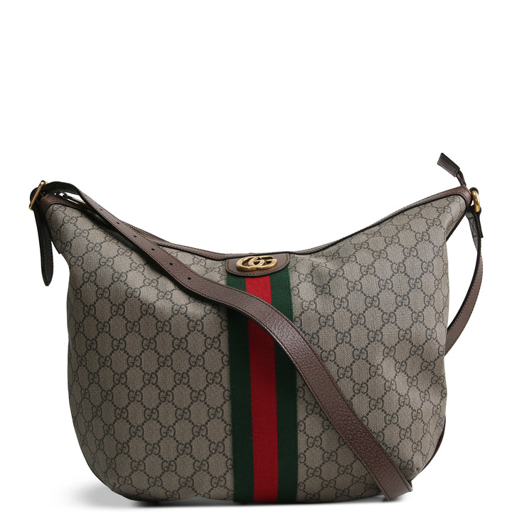 GUCCI GG Supreme Ophidia Half Moon Hobo - Large