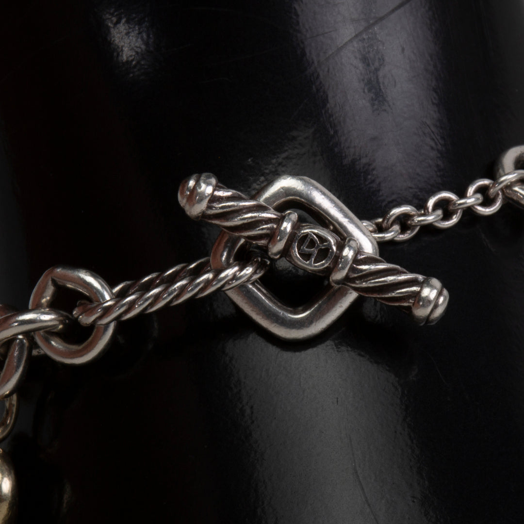DAVID YURMAN Two-Tone Figaro Heart Charm Bracelet