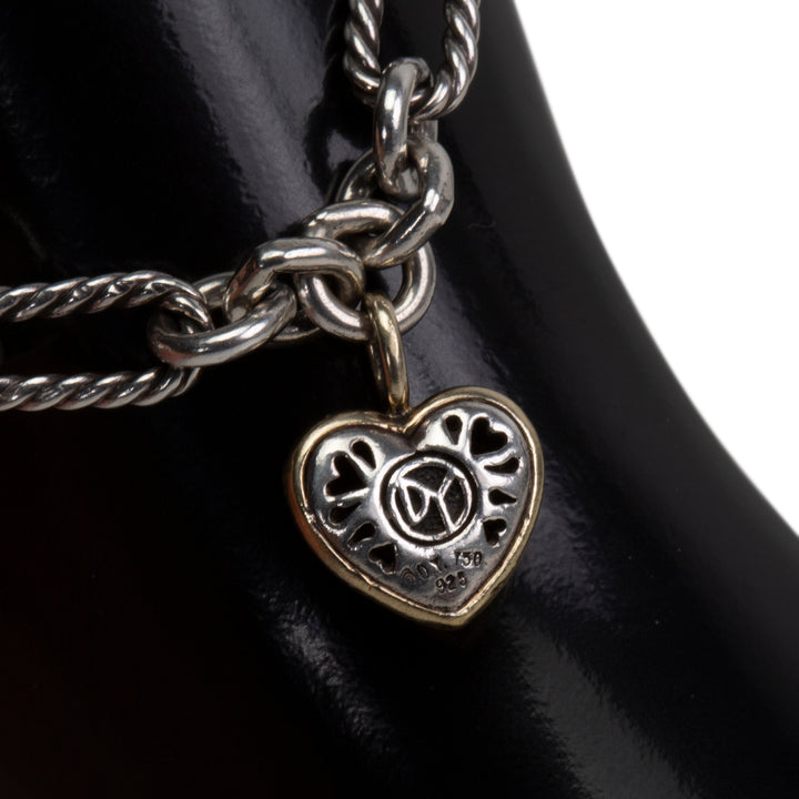 DAVID YURMAN Two-Tone Figaro Heart Charm Bracelet