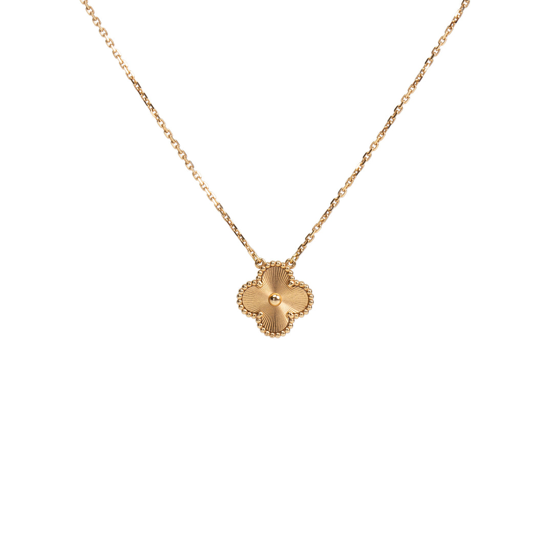 VAN CLEEF & ARPELS Vintage Alhambra Guilloche Pendant Necklace