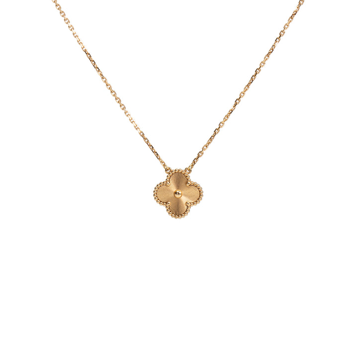 VAN CLEEF & ARPELS Vintage Alhambra Guilloche Pendant Necklace