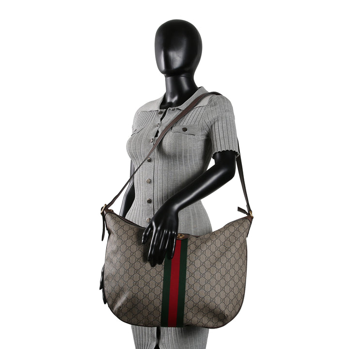 GUCCI GG Supreme Ophidia Half Moon Hobo - Large