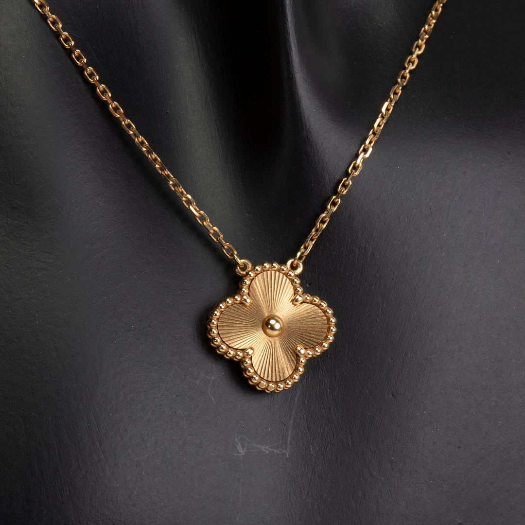 VAN CLEEF & ARPELS Vintage Alhambra Guilloche Pendant Necklace
