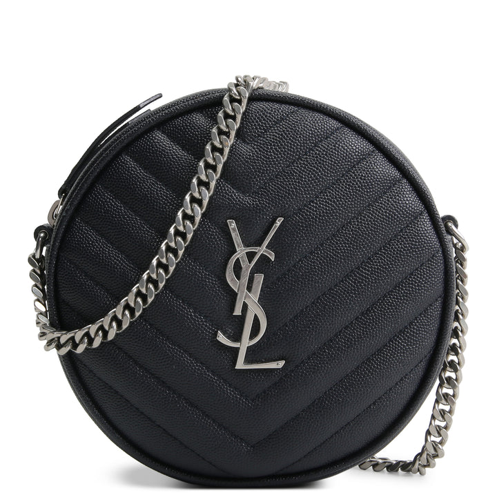 SAINT LAURENT Grain de Poudre Round Vinyle Crossbody - Deep Navy Blue