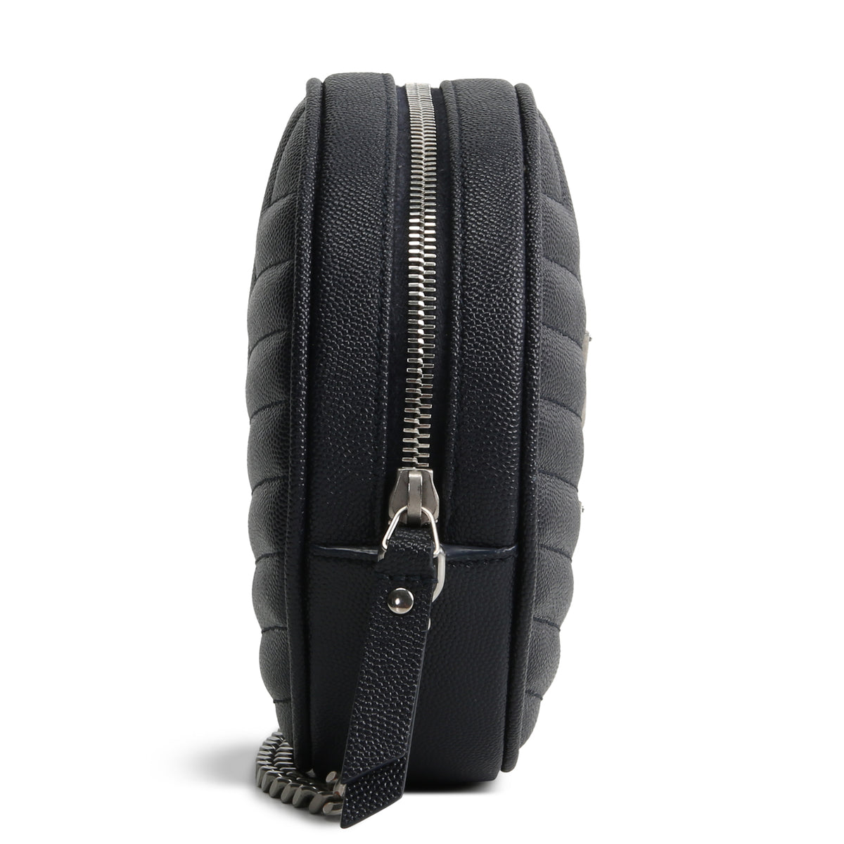 SAINT LAURENT Grain de Poudre Round Vinyle Crossbody - Deep Navy Blue