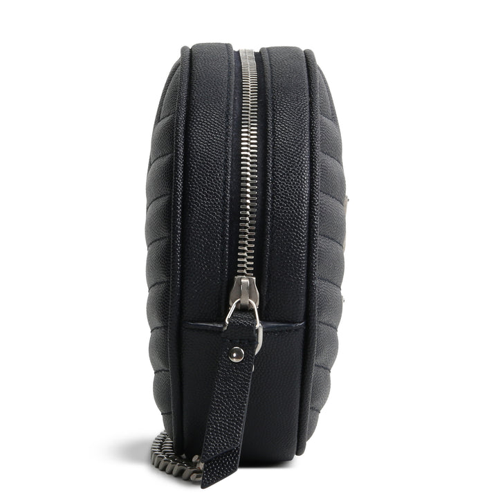 SAINT LAURENT Grain de Poudre Round Vinyle Crossbody - Deep Navy Blue