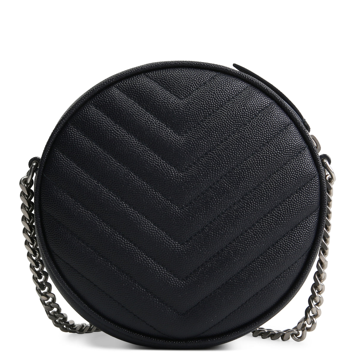 SAINT LAURENT Grain de Poudre Round Vinyle Crossbody - Deep Navy Blue