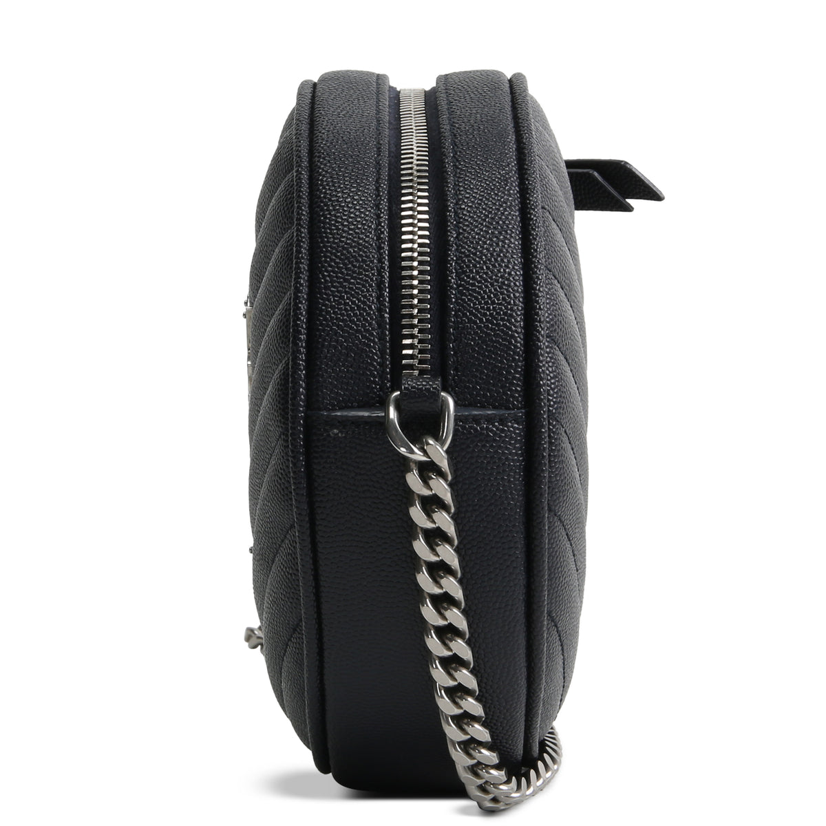 SAINT LAURENT Grain de Poudre Round Vinyle Crossbody - Deep Navy Blue