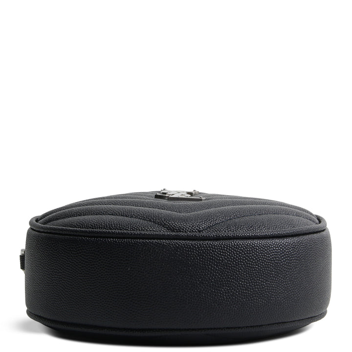 SAINT LAURENT Grain de Poudre Round Vinyle Crossbody - Deep Navy Blue