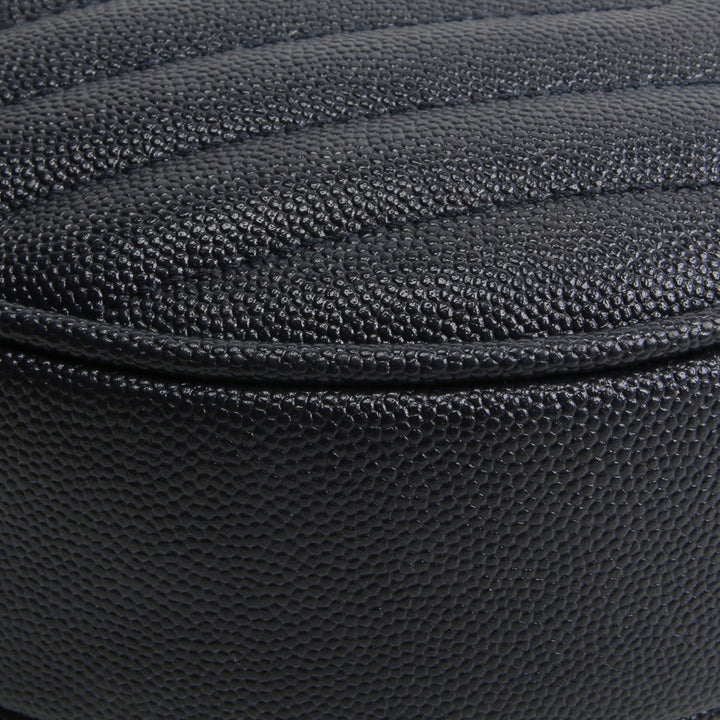 SAINT LAURENT Grain de Poudre Round Vinyle Crossbody - Deep Navy Blue