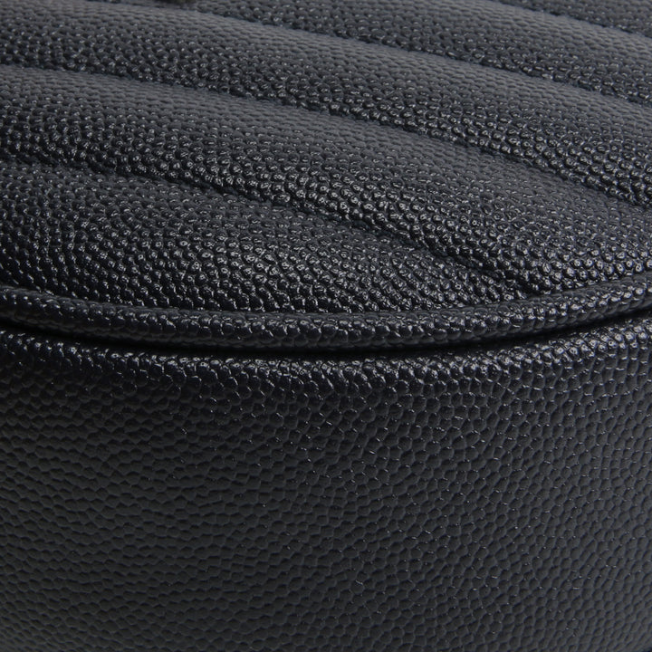SAINT LAURENT Grain de Poudre Round Vinyle Crossbody - Deep Navy Blue