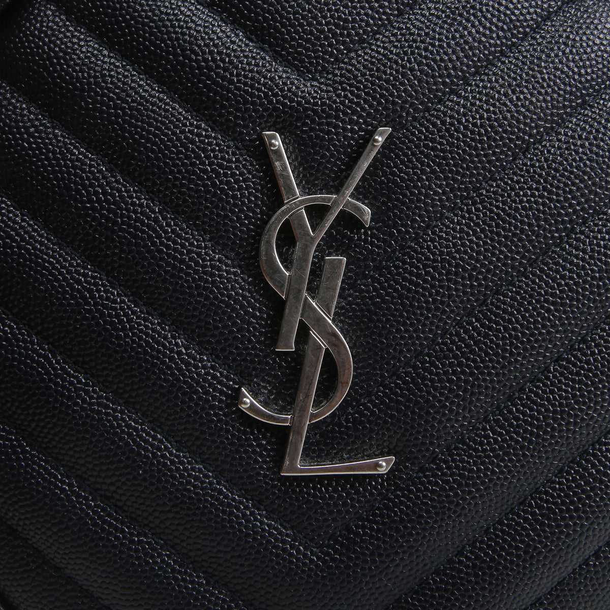 SAINT LAURENT Grain de Poudre Round Vinyle Crossbody - Deep Navy Blue
