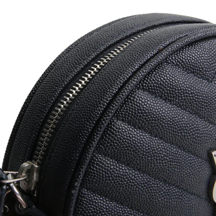 SAINT LAURENT Grain de Poudre Round Vinyle Crossbody - Deep Navy Blue