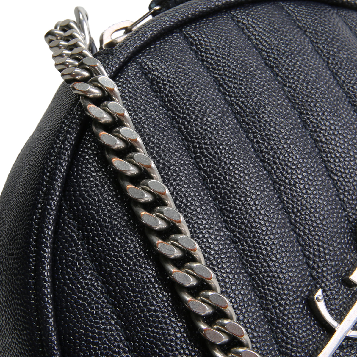 SAINT LAURENT Grain de Poudre Round Vinyle Crossbody - Deep Navy Blue