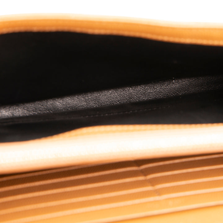 SAINT LAURENT Envelope Cassandre Wallet on Chain - Brown