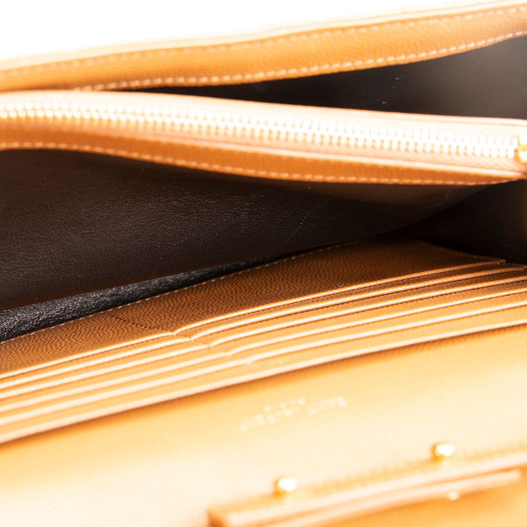 SAINT LAURENT Envelope Cassandre Wallet on Chain - Brown