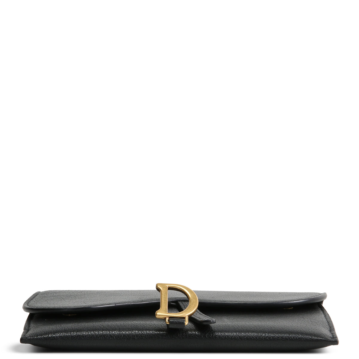 DIOR Goatskin Saddle Long Wallet with Chain - Black