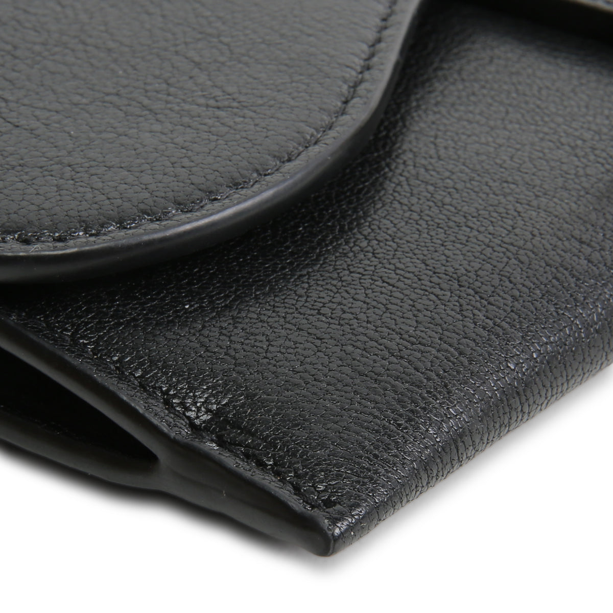 DIOR Goatskin Saddle Long Wallet with Chain - Black