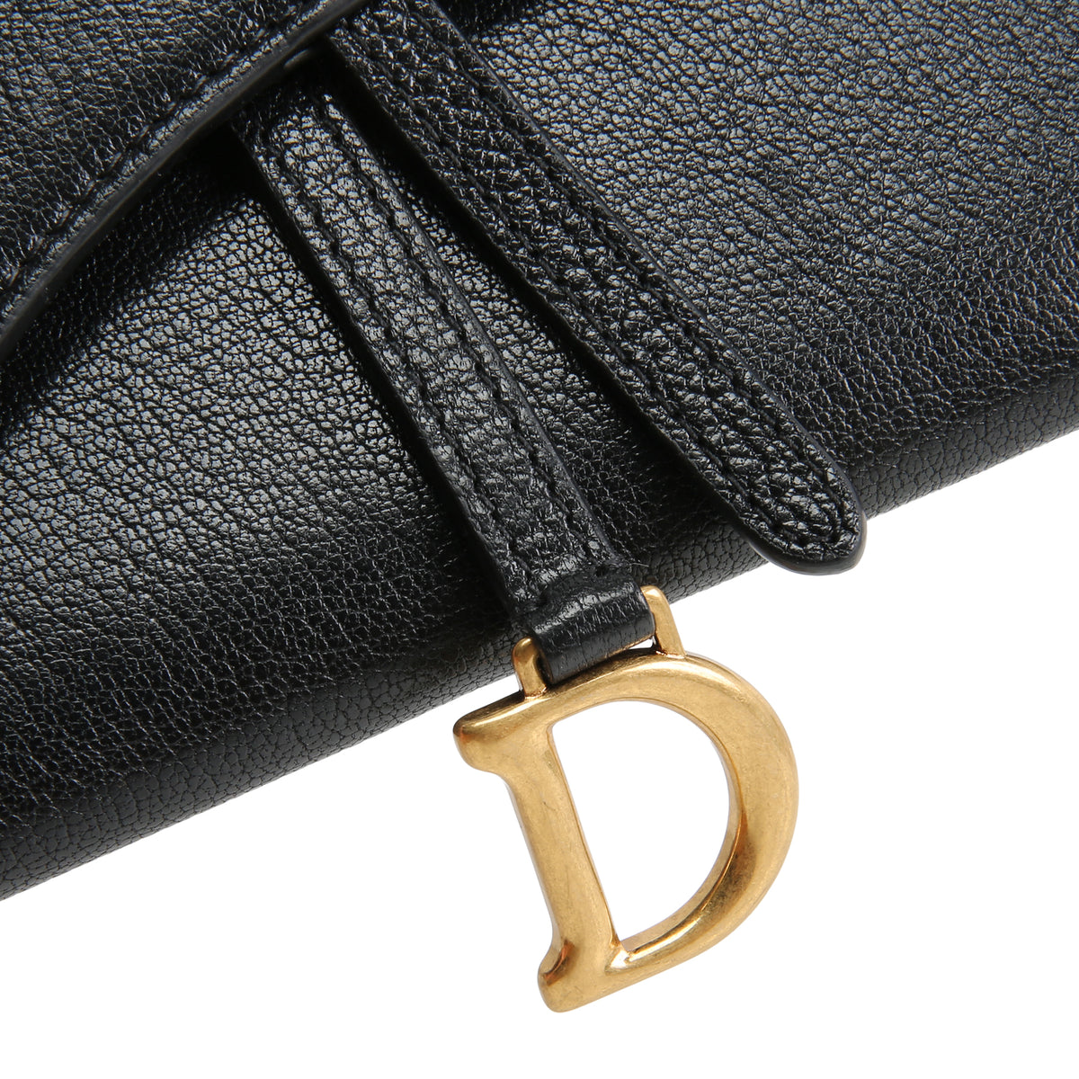 DIOR Goatskin Saddle Long Wallet with Chain - Black